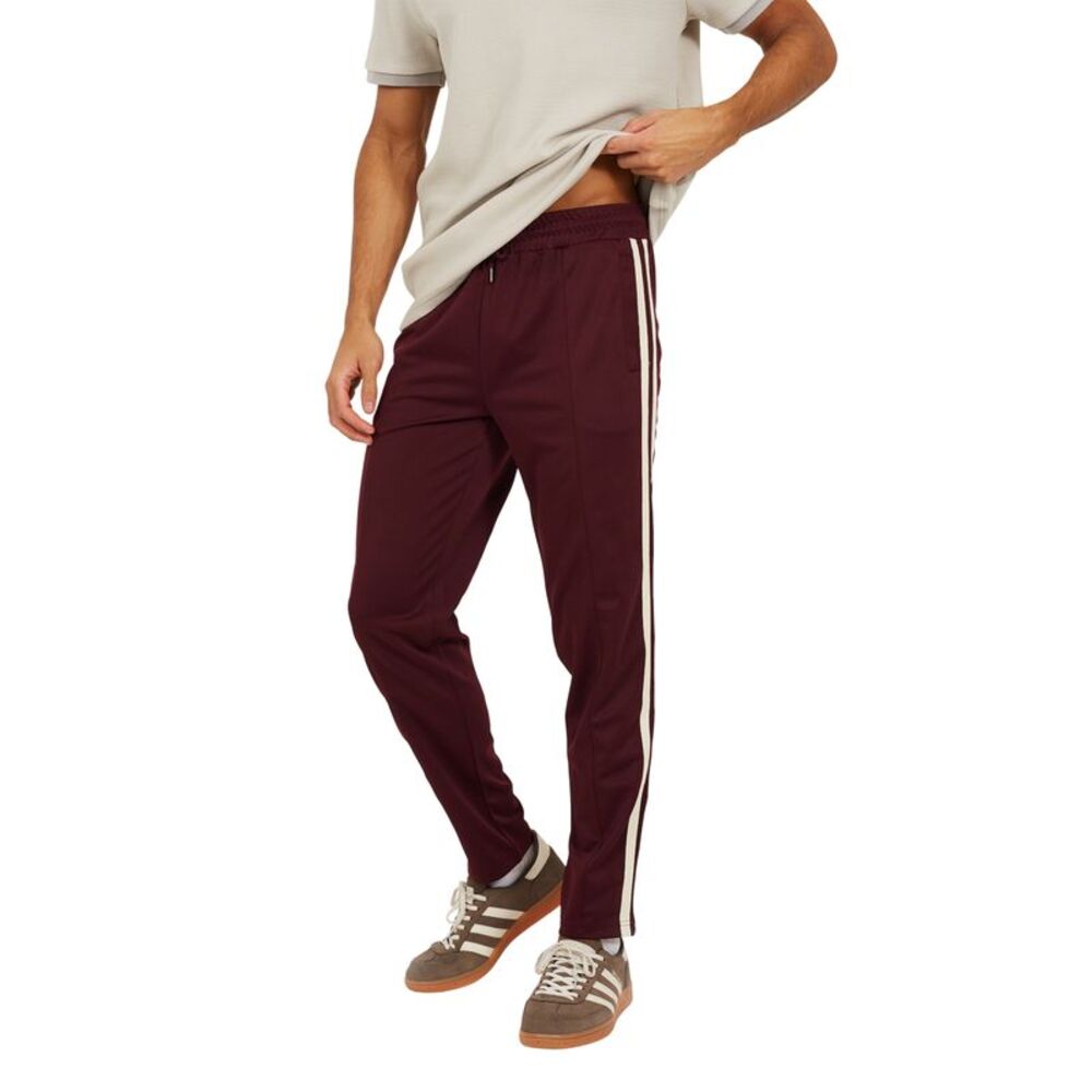 Brave Soul Mens Side Stripe Wide Leg Sweatpants / Burgundy
